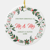 Onze eerste kerst | Gepersonaliseerde foto Keramisch Ornament (Achterkant)