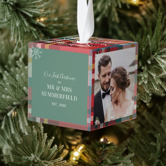 Onze eerste kerst geplakte trouwfoto decoratie (Boom)