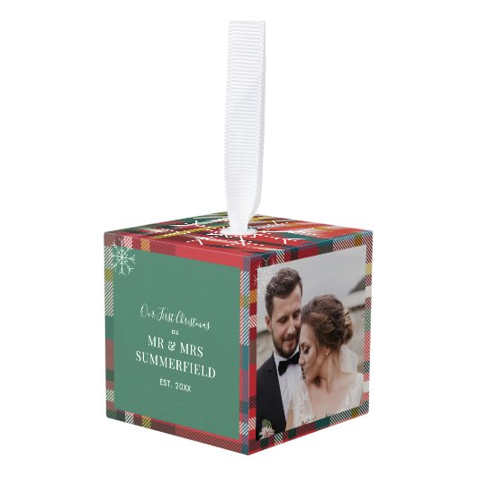 Onze eerste kerst geplakte trouwfoto decoratie (Voorkant hoekig)