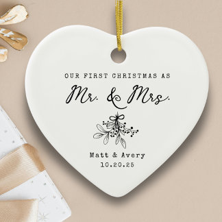 Onze Eerste Kerst Gescheiden Mijnheer & Mevrouw Aa Keramisch Ornament