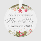 Onze eerste kerst getrouwd 1 foto ornament (voorkant)