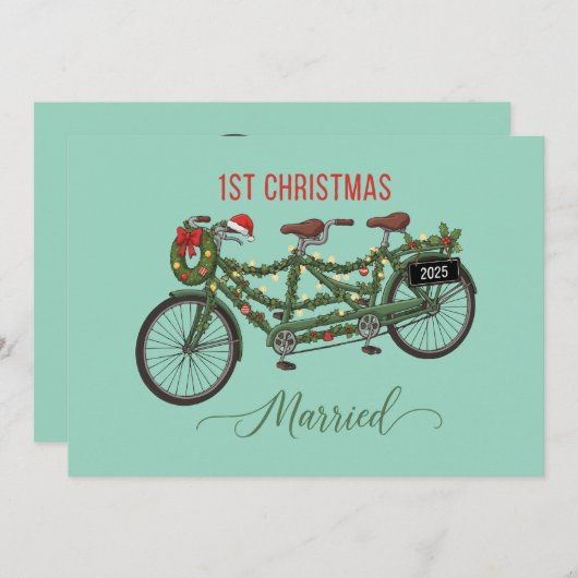 Onze eerste kerst getrouwd 2025 | Schattigee tande Kaart (Voorkant / Achterkant)