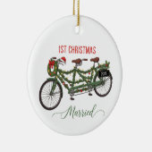 Onze eerste kerst getrouwd 2025 | Schattigee tande Keramisch Ornament (Rechts)