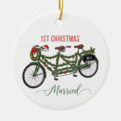 Onze eerste kerst getrouwd 2025 | Schattigee tande Keramisch Ornament (Voorkant)