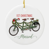 Onze eerste kerst getrouwd 2025 | Schattigee tande Keramisch Ornament (Achterkant)