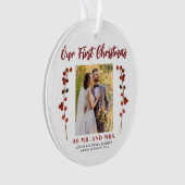 Onze eerste kerst getrouwd 2 foto modern ornament (voorkant)