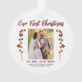 Onze eerste kerst getrouwd 2 foto modern ornament (voorkant)