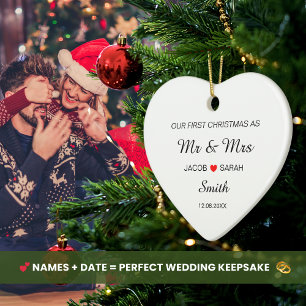 Onze eerste kerst getrouwd als meneer en mevrouw n keramisch ornament