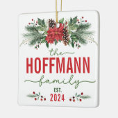 Onze eerste kerst getrouwd bruiloft familienaam keramisch ornament (Links)