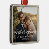 Onze eerste kerst GETROUWD Custom Photo Metalen Ornament (Rechts)