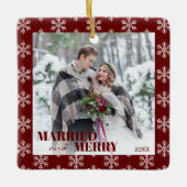 Onze eerste kerst getrouwd en helder keramisch ornament (Voorkant)