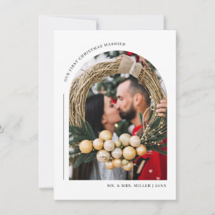Onze eerste kerst getrouwd familie fotokaart feestdagenkaart
