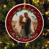 Onze eerste kerst getrouwd foto kerstboom keramisch ornament