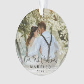 Onze eerste kerst getrouwd foto moderne Pas getrou Ornament (voorkant)