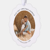 Onze eerste kerst getrouwd foto vakantie ornament kaart (Links)