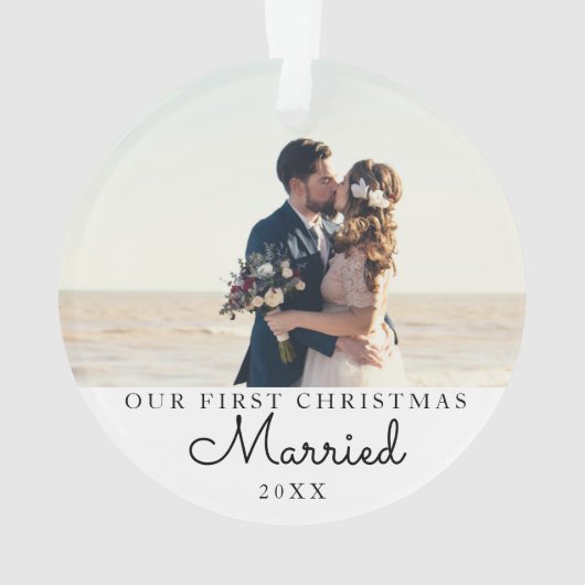 Onze eerste kerst getrouwd gepersonaliseerd Afbeel Ornament (achterkant)