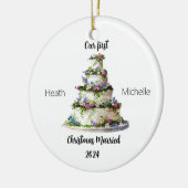 Onze eerste kerst getrouwd gepersonaliseerd Orname Keramisch Ornament (Links)