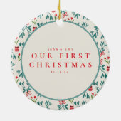 Onze eerste kerst getrouwd handgeschilderde mareta keramisch ornament (Achterkant)