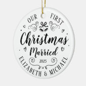 Onze eerste kerst Getrouwd handgetekend ornament (Links)