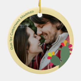 onze eerste kerst getrouwd keramisch ornament