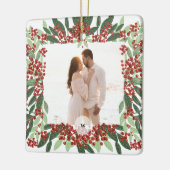 Onze eerste kerst getrouwd | Pas getrouwd Foto Keramisch Ornament (Links)