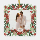 Onze eerste kerst getrouwd | Pas getrouwd Foto Keramisch Ornament (Voorkant)