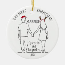 Onze eerste kerst getrouwd Santa Hat & Antlers