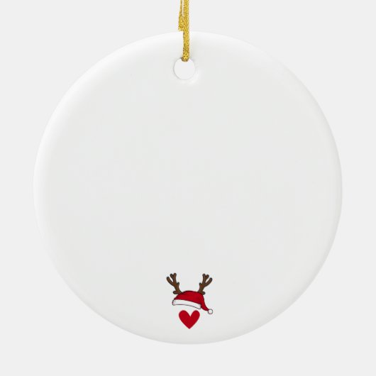 Onze eerste kerst getrouwd Santa Hat & Antlers Keramisch Ornament (Achterkant)