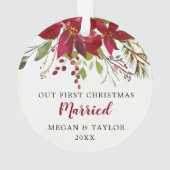 Onze eerste kerst getrouwde bloemen Ornament (achterkant)