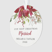 Onze eerste kerst getrouwde bloemen Ornament (voorkant)