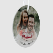 Onze eerste kerst getrouwde bloemen Ornament (voorkant)