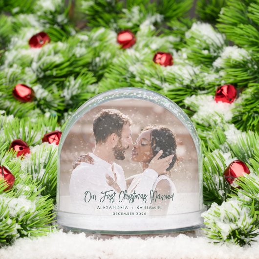 Onze eerste kerst getrouwde bruiloft foto's script sneeuwbol (Kerstmis)