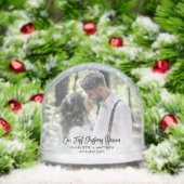 Onze eerste kerst getrouwde en vrolijke foto's sneeuwbol (Kerstmis)