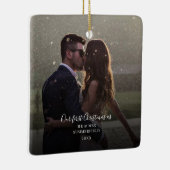 Onze eerste kerst getrouwde foto bruiloft keramisch ornament (Rechts)