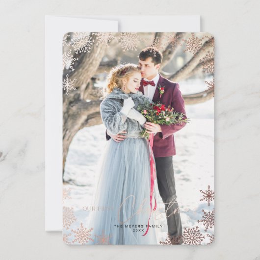Onze eerste kerst getrouwde foto vakantie Kaart (Voorkant)