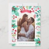 Onze eerste kerst getrouwde foto Waterverf Feestdagenkaart (Voorkant)