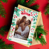 Onze eerste kerst getrouwde foto Waterverf Feestdagenkaart