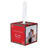 Onze eerste kerst getrouwde foto's Tartan Plaid Decoratie (Voorkant hoekig)