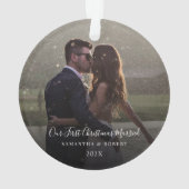 Onze eerste kerst getrouwde fotoscript ornament (achterkant)