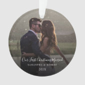Onze eerste kerst getrouwde fotoscript ornament (voorkant)