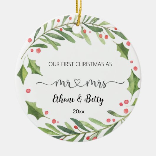 Onze eerste kerst getrouwde Ornament meneer en mev (Voorkant)