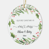 Onze eerste kerst getrouwde Ornament meneer en mev (Links)