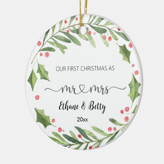 Onze eerste kerst getrouwde Ornament meneer en mev (Links)