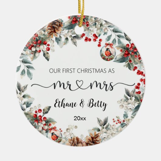 Onze eerste kerst getrouwde Ornament meneer en mev (Voorkant)