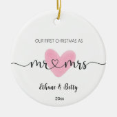Onze eerste kerst getrouwde Ornament Mr&Mrs Heart (Voorkant)