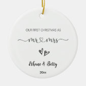 Onze eerste kerst getrouwde Ornament Mr&Mrs Heart (Voorkant)