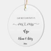 Onze eerste kerst getrouwde Ornament Mr&Mrs Heart (Links)