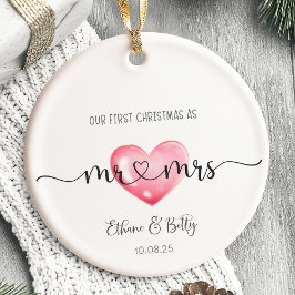 Onze eerste kerst getrouwde Ornament Mr&Mrs Heart