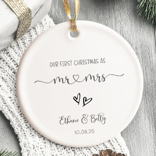 Onze eerste kerst getrouwde Ornament Mr&Mrs Heart