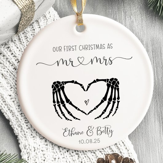 Onze eerste kerst getrouwde Ornament Mr&Mrs Heart